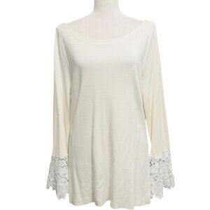 I.N.C. International Concepts Ivory Sweater Sz XL Lace Bell Cuffs